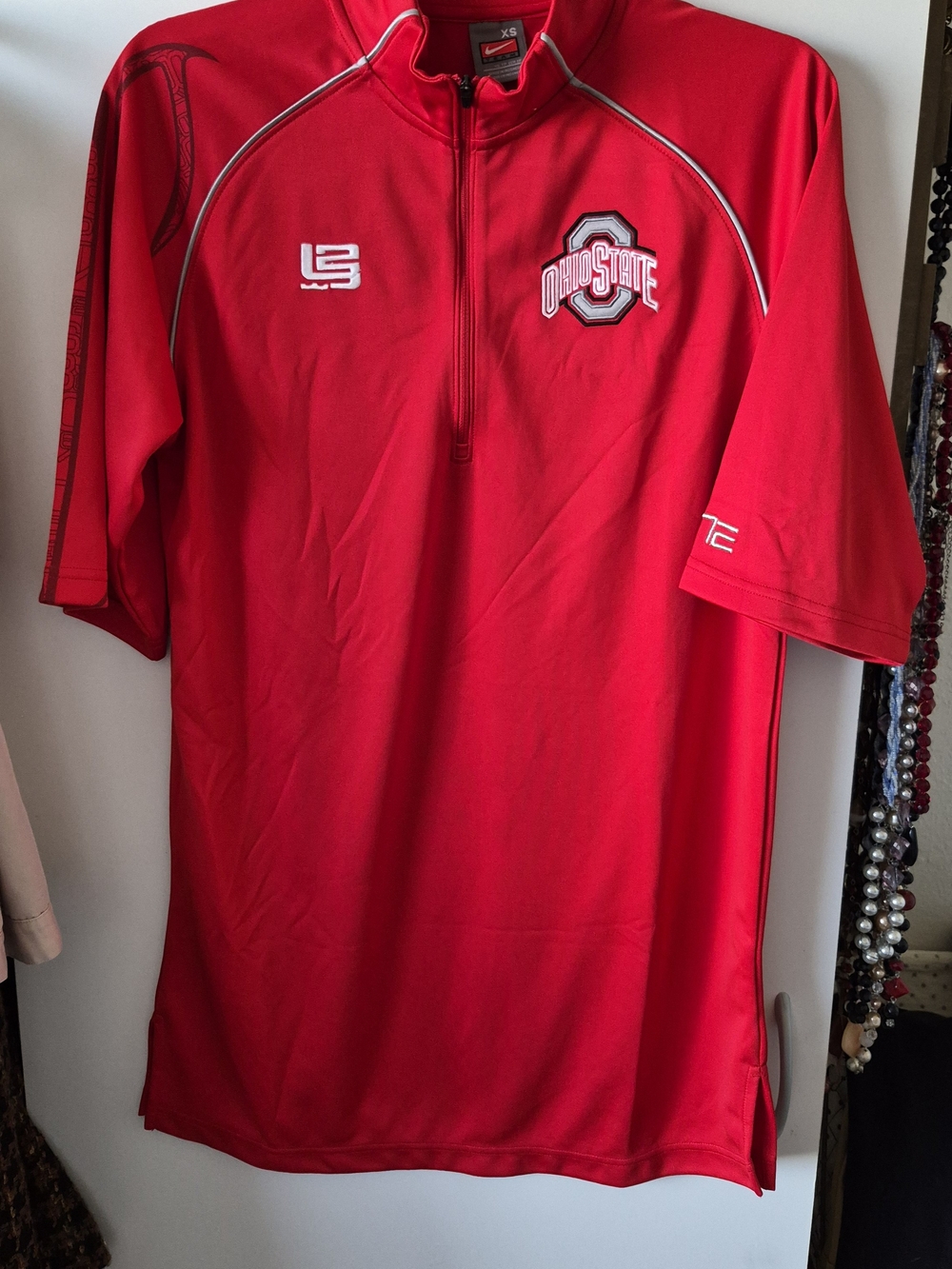 Nike Red Ohio State Men's Quarter-Zip Athletic Jersey Sz XS